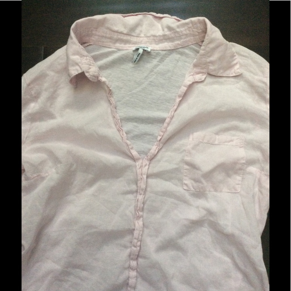 EUC Splendid 100% Supima Cotton Roll-Cuff L/S Collared Button-Down, PINK M - Picture 4 of 13